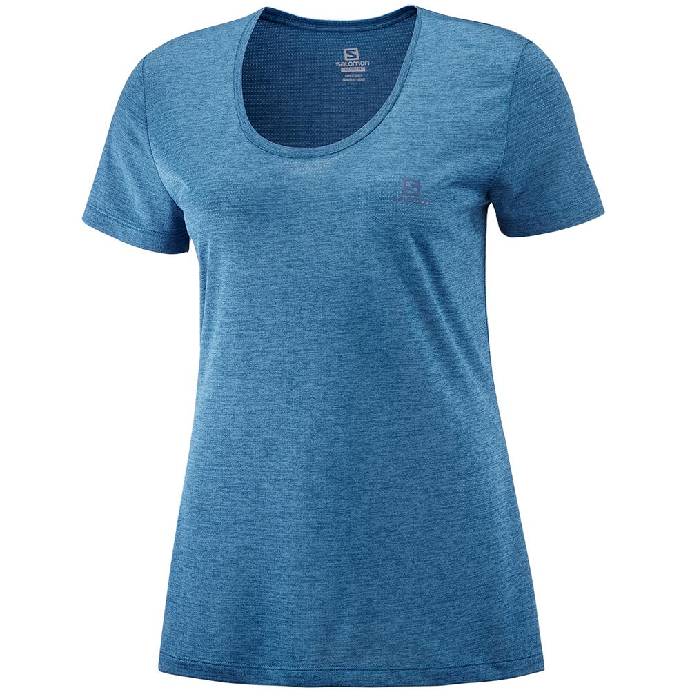 T-Shirts Salomon Femme Bleu - Salomon AGILE SS W - France (7381-EDHQR)